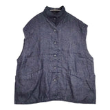 cinq symphonie リネンデニム ベスト スリーブレス ジャケット ネイビー レディース サンクサンフォニー【中古】6-0905M∞
