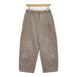 qiri 花刺し子 embroidery wide pants 刺繍 ワイドイージー コーデュロイ パンツ グレージュ ホワイト レディース キリ【中古】6-1009T♪
