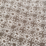 qiri 花刺し子 embroidery wide pants 刺繍 ワイドイージー コーデュロイ パンツ グレージュ ホワイト レディース キリ【中古】6-1009T♪
