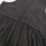 nest Robe ヘビーリネン×メッシュリネンジレワンピース 01243-1067 定価44000円 ドレス 24AW ブラック レディース ネストローブ【中古】6-0616S♪