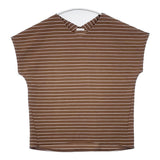 ITEMS URBAN RESEARCH カットミラノフレンチプルオーバー ボーダー Vネック サイズF 半袖Ｔシャツ カットソー 25SS ブラウン ホワイト レディース アイテムズアーバンリサーチ【中古】6-0627S△