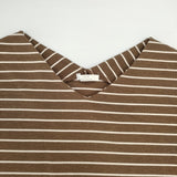 ITEMS URBAN RESEARCH カットミラノフレンチプルオーバー ボーダー Vネック サイズF 半袖Ｔシャツ カットソー 25SS ブラウン ホワイト レディース アイテムズアーバンリサーチ【中古】6-0627S△