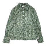 I am I リバティ コットン 長袖 ブラウス シャツ グリーン レディース アイアムアイ【中古】6-0822M∞