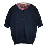 PS Paul Smith 洗える コットン混 マルチボーダーカラー 半袖 定価22000円 カーディガン ネイビー マルチカラー レディース ピーエスポールスミス【中古】6-0909S△