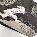 京東都 KYO-TO-TO きょうとうと 鳥獣戯画 兎さがら刺繍 定価38500円 トートバッグ ブラック レディース【中古】6-0626G♪