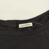 Lois CRAYON バックボタン フレアカットソー フレンチスリーブ コットン サイズM 半袖Ｔシャツ カットソー ブラック レディース ロイスクレヨン【中古】6-0707S♪