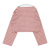 ORCIVAL ボーダー ショート丈 サイドスリット 長袖Ｔシャツ カットソー ロンＴ ベージュ レッド レディース オーシバル/オーチバル【中古】6-0822M∞