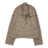 veritecoeur taco cotton VCC-510 ボーダータイ 長袖Ｔシャツ カットソー ロンＴ 26SS ベージュ ワインレッド レディース ヴェリテクール【中古】6-0727M∞
