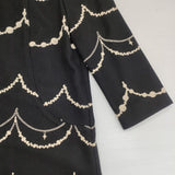 leur logette ウール 刺繍 サイズ1 日本製 ドレス ワンピース ネイビー ホワイト レディース ルール ロジェット/ルル ロジェッタ【中古】6-1017T∞