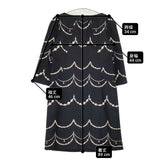 leur logette ウール 刺繍 サイズ1 日本製 ドレス ワンピース ネイビー ホワイト レディース ルール ロジェット/ルル ロジェッタ【中古】6-1017T∞