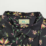 Kotori de Naissance コトリドゥネッサンス SARAHWEAR ベルト付きシャツドレス 花柄 コットン 日本製 ワンピース ブラック レディース【中古】6-0707S♪
