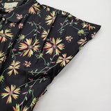 Kotori de Naissance コトリドゥネッサンス SARAHWEAR ベルト付きシャツドレス 花柄 コットン 日本製 ワンピース ブラック レディース【中古】6-0707S♪