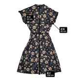 Kotori de Naissance コトリドゥネッサンス SARAHWEAR ベルト付きシャツドレス 花柄 コットン 日本製 ワンピース ブラック レディース【中古】6-0707S♪