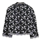 KEITA MARUYAMA 花柄 フラワー刺繍 チャイナジャケット コットン 日本製 サイズM ジャケット ネイビー パープル レディース ケイタマルヤマ【中古】6-0909M△