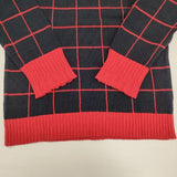 mina perhonen mina時代 lap land コットン 日本製 セーター ニット ネイビー レッド レディース ミナペルホネン【中古】6-1007M∞