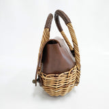 ebagos 紅籐×オイルショルダー 定価59000円 2011SS かごバッグ チャ ベージュ レディース エバゴス【中古】6-0611M◎