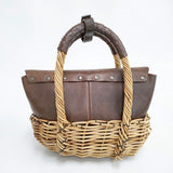 ebagos 紅籐×オイルショルダー 定価59000円 2011SS かごバッグ チャ ベージュ レディース エバゴス【中古】6-0611M◎