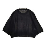 mizuiro-ind ショート丈 シアーニット 七分袖 クルーネック セーター ニット ブラック レディース ミズイロインド【中古】6-0909M△