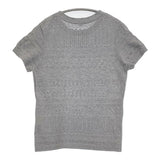 45R/45rpm ニットレースT-SHIRT サイズ2 コットン Tシャツ ニット グレー レディース フォーティーファイブアールピーエム【中古】6-0707S♪