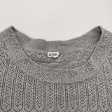 45R/45rpm ニットレースT-SHIRT サイズ2 コットン Tシャツ ニット グレー レディース フォーティーファイブアールピーエム【中古】6-0707S♪