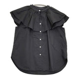 adam et Rope 取り外し可 2WAY ラッフルカラーブラウス フリルカラー 付け襟 ブラウス シャツ 21SS ブラック レディース アダムエロペ【中古】6-0707S♪