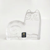 Lisa Larson ロイヤルクローナ 自由な動物たち 猫 ガラス オブジェ クリア レディース リサ・ラーソン【中古】6-0626G♪