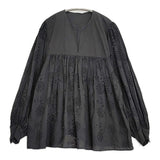 Toujours Classic Smock Shirt スモックシャツ カットワーク 定価59400円 サイズ2 ブラウス シャツ ブラック レディース トゥジュー【中古】6-0626M♪
