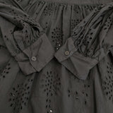 Toujours Classic Smock Shirt スモックシャツ カットワーク 定価59400円 サイズ2 ブラウス シャツ ブラック レディース トゥジュー【中古】6-0626M♪