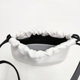 HYKE/CHACOLI LEATHER DRAWSTRING BAG レザーバッグ ミニショルダーバッグ Sサイズ ショルダーバッグ シロ レディース ハイク/チャコリ【中古】6-0611G◎