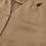 UNITED ARROWS UBCS メタルボタン Vネック パフスリーブブラウス ポリエステル 定価15400円 シャツ ブラウン レディース ユナイテッドアローズ【中古】6-0707S♪