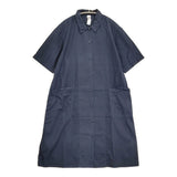 MHL. GARMENT DYE BASIC POPLIN サイズ2 595-8157505 半袖シャツドレス ワンピース ネイビー レディース エムエイチエル【中古】6-0707S♪