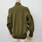 ANT アント ショルダーオープンハイネックニットトップス セーター ニット カーキ レディース【中古】6-1016T♪
