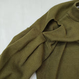 ANT アント ショルダーオープンハイネックニットトップス セーター ニット カーキ レディース【中古】6-1016T♪