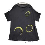 io comme io 刺繍 ドロップショルダー サイズ38 11114810 半袖Ｔシャツ カットソー ブラック レディース イオコムイオ【中古】6-0707S♪