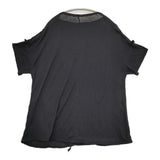 io comme io 刺繍 ドロップショルダー サイズ38 11114810 半袖Ｔシャツ カットソー ブラック レディース イオコムイオ【中古】6-0707S♪