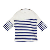 ORCIVAL ボーダー ドロップショルダー コットン フランス製 Ｔシャツ カットソー ホワイト ブルー レディース オーシバル/オーチバル【中古】6-0717S♪