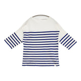 ORCIVAL ボーダー ドロップショルダー コットン フランス製 Ｔシャツ カットソー ホワイト ブルー レディース オーシバル/オーチバル【中古】6-0717S♪