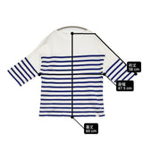 ORCIVAL ボーダー ドロップショルダー コットン フランス製 Ｔシャツ カットソー ホワイト ブルー レディース オーシバル/オーチバル【中古】6-0717S♪