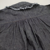 nest Robe コットンリネンダンガリートリミングフリルカラーブラウス デニム 定価27500円 ブラウス シャツ 2025 ネイビー レディース ネストローブ【中古】6-0704M♪