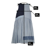 PS Paul Smith ウィメンズアセテートカラーブロックドレス 定価46200円 165326DR312 ワンピース 26SS グレイッシュブルー レディース ピーエスポールスミス【中古】6-0704S♪