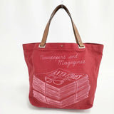 Anya Hindmarch NEWSPAPER AND MAGAZINE TOTE キャンバス ハンドルレザー トートバッグ レッド レディース アニヤ・ハインドマーチ【中古】6-0827G∞