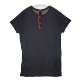 Yohji Yamamoto +NOIR シアー バックボタン コットン サイズ2 半袖Ｔシャツ カットソー ブラック レッド レディース ヨウジヤマモト プリュス ノアール【中古】6-0711S△