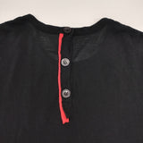 Yohji Yamamoto +NOIR シアー バックボタン コットン サイズ2 半袖Ｔシャツ カットソー ブラック レッド レディース ヨウジヤマモト プリュス ノアール【中古】6-0711S△