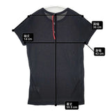 Yohji Yamamoto +NOIR シアー バックボタン コットン サイズ2 半袖Ｔシャツ カットソー ブラック レッド レディース ヨウジヤマモト プリュス ノアール【中古】6-0711S△