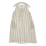ICHI リネンコットン ノースリーブ ストライプ ドレス Y120339 ワンピース ライトベージュ ブルー レディース イチ【中古】6-0707S♪