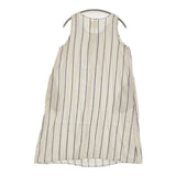 ICHI リネンコットン ノースリーブ ストライプ ドレス Y120339 ワンピース ライトベージュ ブルー レディース イチ【中古】6-0707S♪