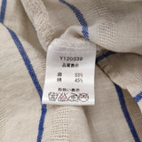 ICHI リネンコットン ノースリーブ ストライプ ドレス Y120339 ワンピース ライトベージュ ブルー レディース イチ【中古】6-0707S♪