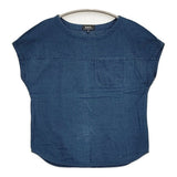 A.P.C. インディゴ フレンチスリーブ サイズXS ブラウス シャツ ネイビー レディース アーペーセー【中古】6-0707S♪