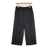LULU ON THE BRIDGE ロールアップパンツ 日本製 ワイドスラックス センタープレス パンツ ブラック レディース ルルオンザブリッジ【中古】6-0917G∞