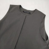mizuiro-ind front fly cocoon gilet フロントフライコクーンジレ ロングベスト ポリエステル 定価17930円 ベスト グレー レディース ミズイロインド【中古】6-0830M∞